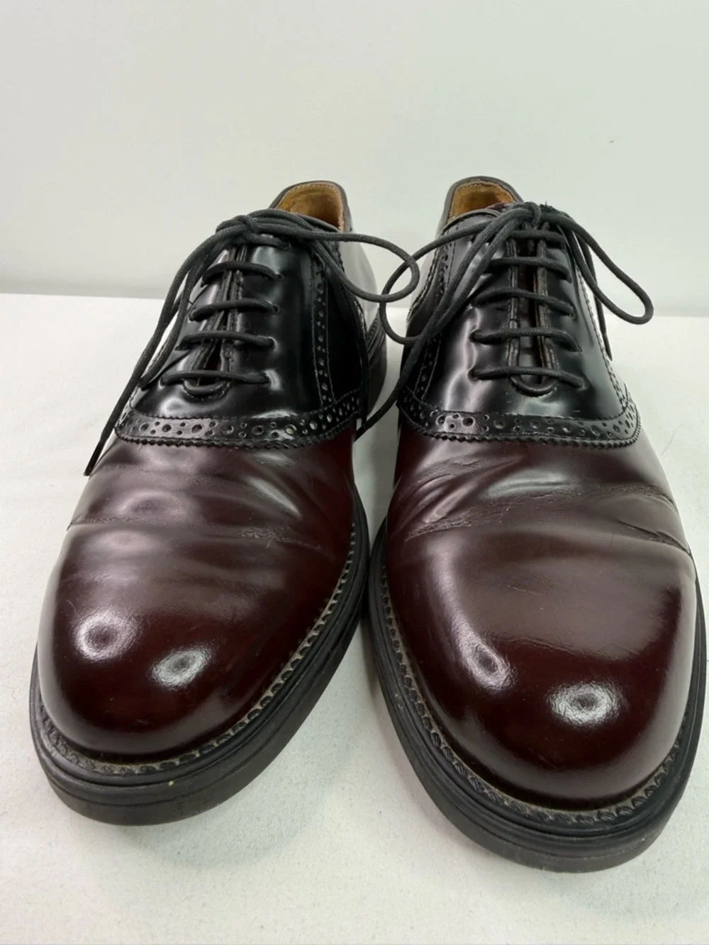 Bostonian Strada Two-Tone Burgundy and Black Leather Dress Oxfords Size 8.5